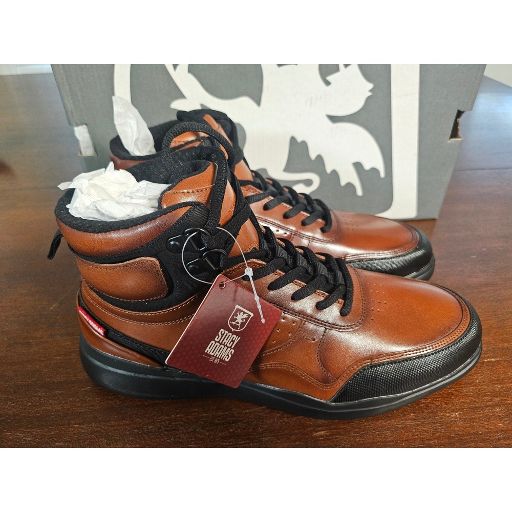 Stacy Adams High Top Sneaker Mens Brown NEW Leather Athletic Dress Shoes